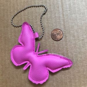 pink leather butterfly keychain